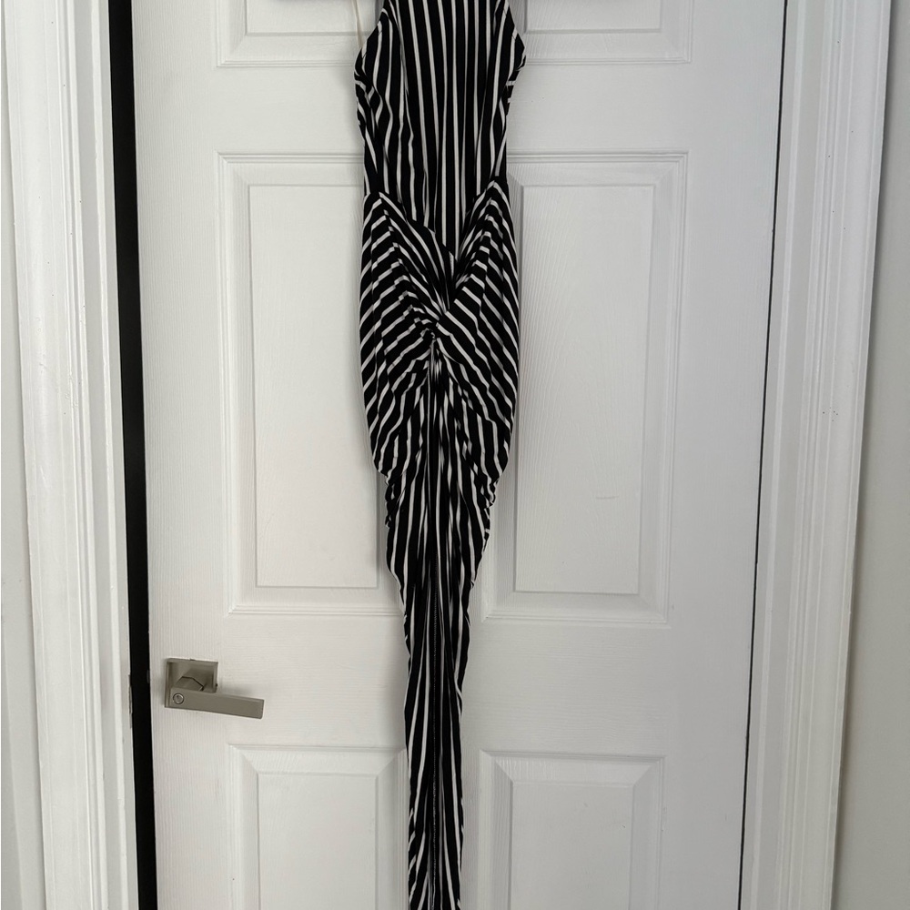 Hot & Delicious Black and White Striped Midi Dress
